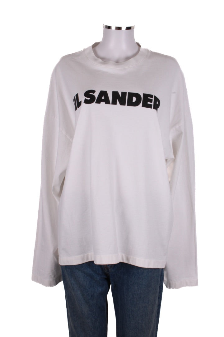 Jil Sander L/S Logo Top White/ Black XL