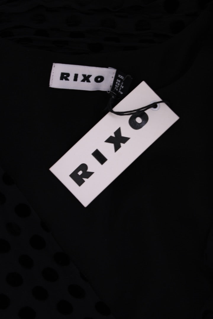 Rixo Polka Dot Burnout Dress Black XXS