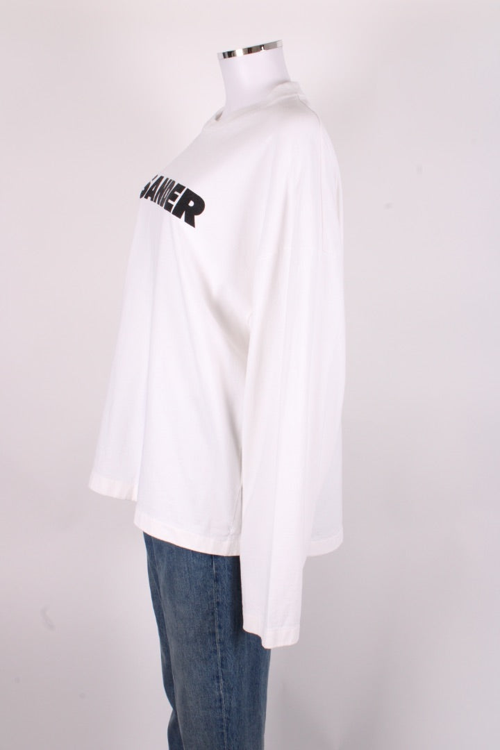 Jil Sander L/S Logo Top White/ Black XL