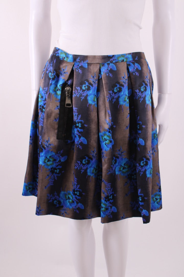 Christopher Kane Floral Skirt Grey/ Blue 14