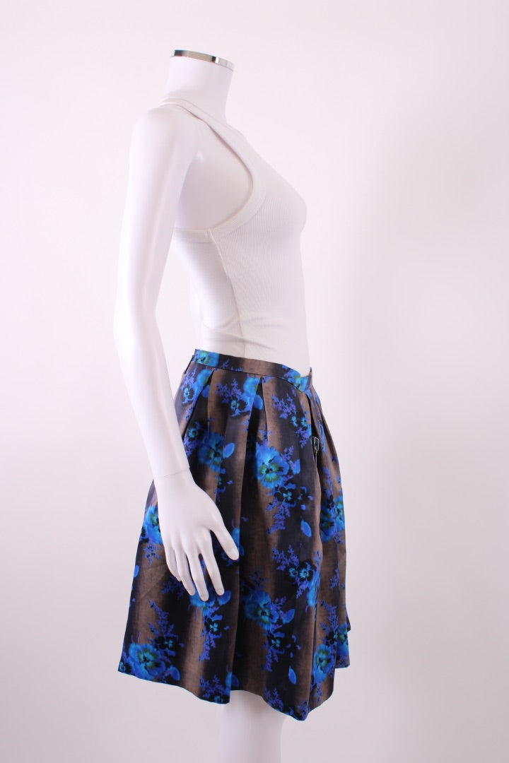 Christopher Kane Floral Skirt Grey/ Blue 14