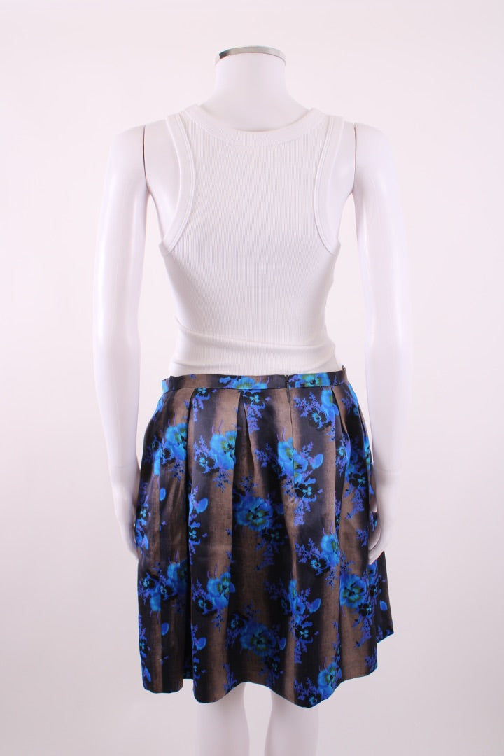 Christopher Kane Floral Skirt Grey/ Blue 14