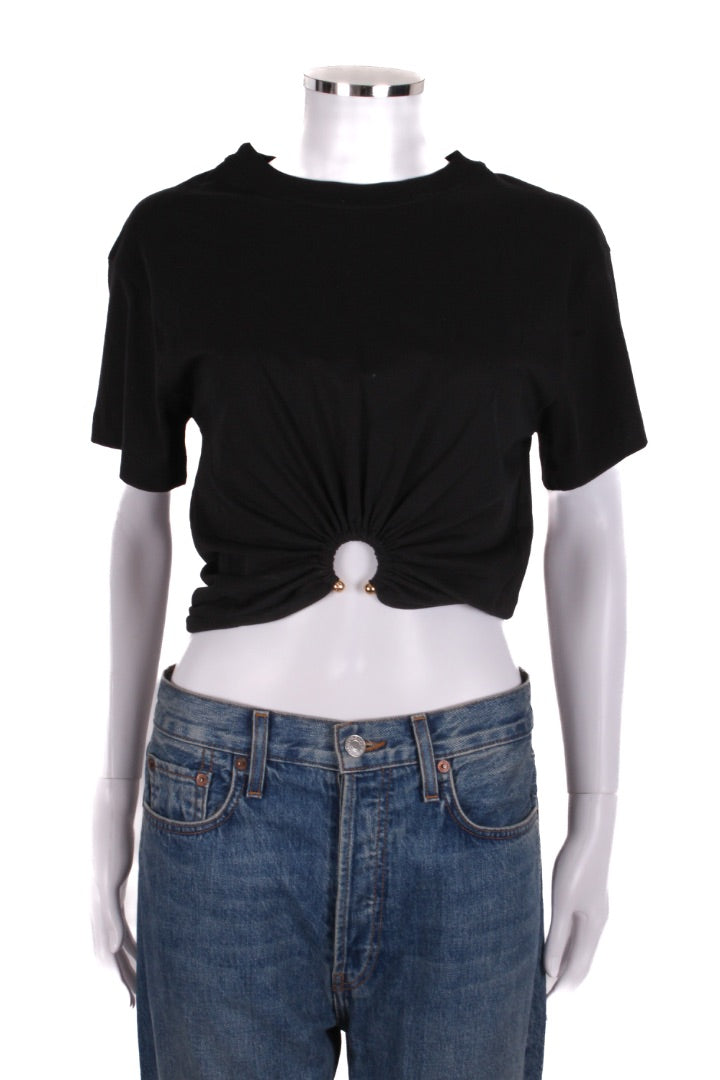 Rabanne Ring Embellished Crop T-shirt Black S