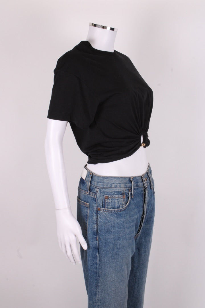 Rabanne Ring Embellished Crop T-shirt Black S