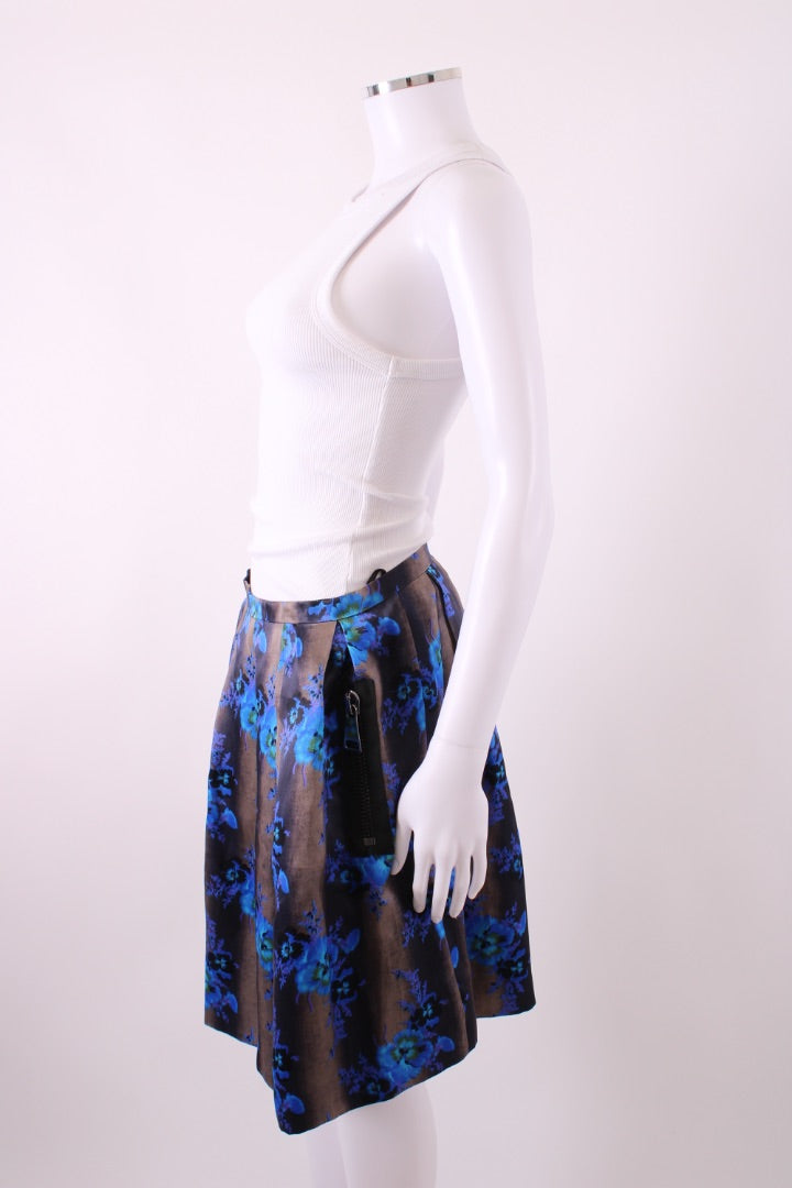 Christopher Kane Floral Skirt Grey/ Blue 14
