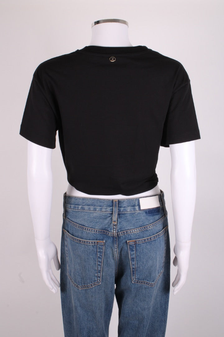 Rabanne Ring Embellished Crop T-shirt Black S