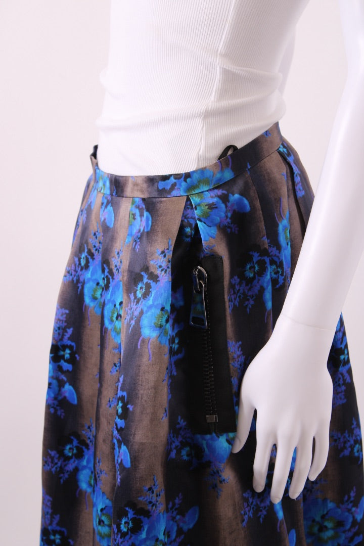 Christopher Kane Floral Skirt Grey/ Blue 14
