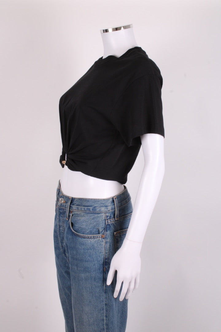 Rabanne Ring Embellished Crop T-shirt Black S