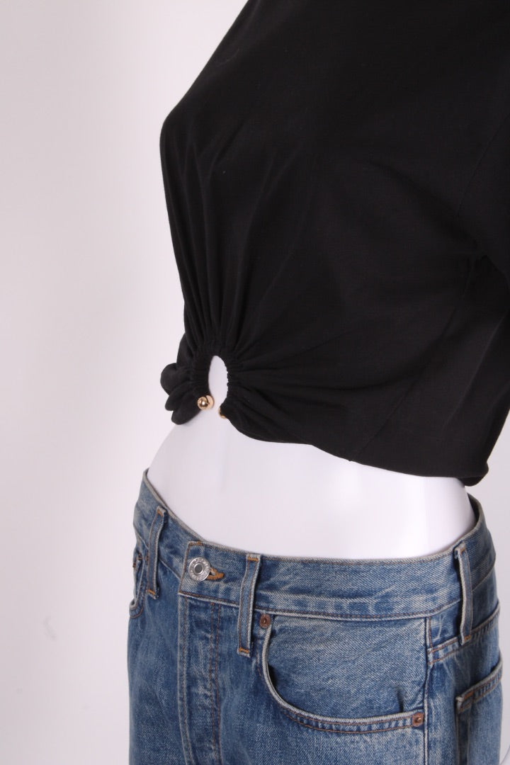 Rabanne Ring Embellished Crop T-shirt Black S