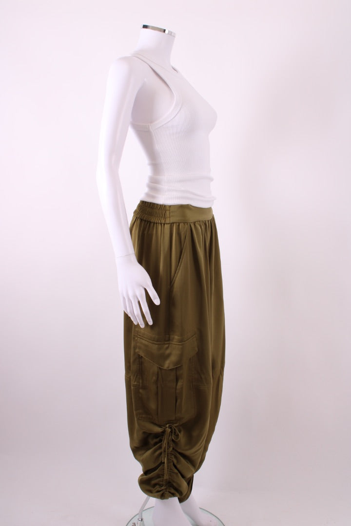 All Saints Kaye Relaxed Fit Satin Trousers Khaki M