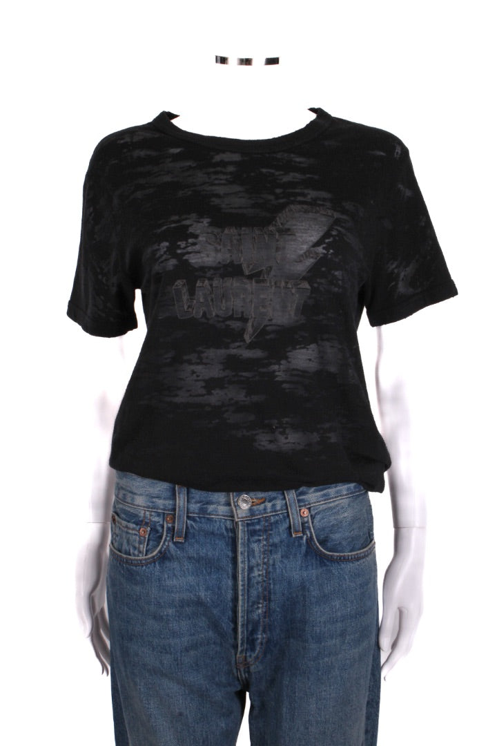 Saint Laurent Lightning Bolt Logo T-shirt Black S
