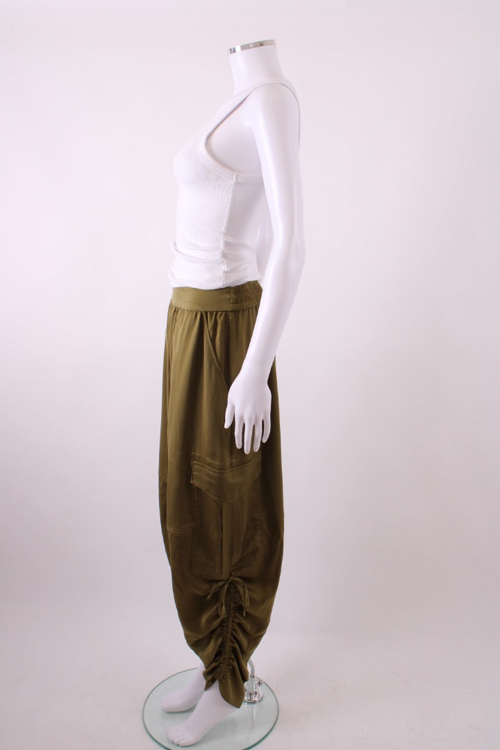 All Saints Kaye Relaxed Fit Satin Trousers Khaki M
