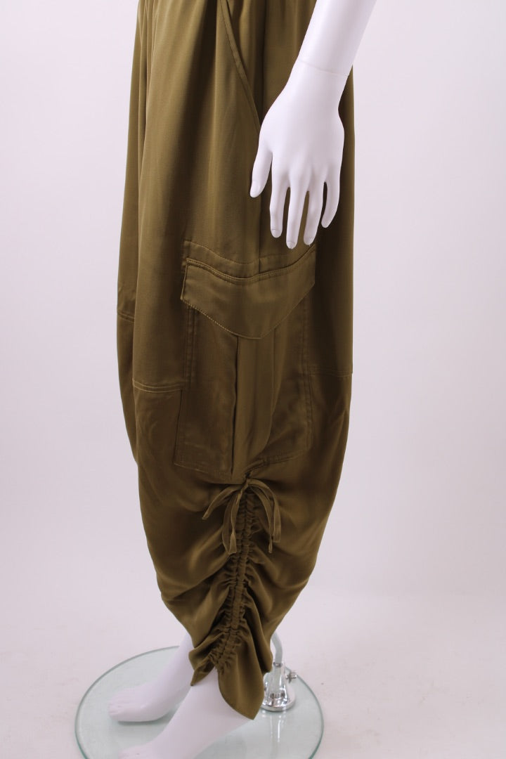All Saints Kaye Relaxed Fit Satin Trousers Khaki M