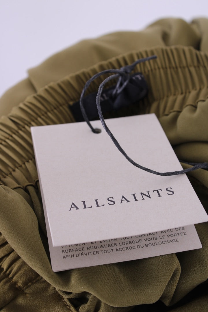 All Saints Kaye Relaxed Fit Satin Trousers Khaki M