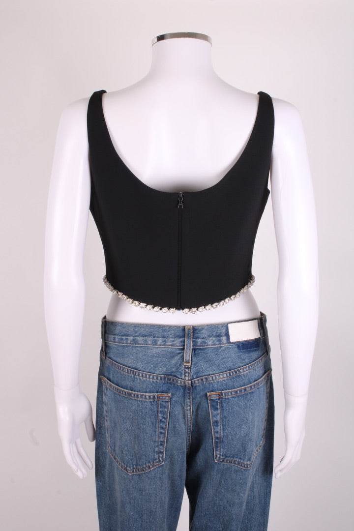 David Koma S/S Crystal Trim Cropped Top Black 12