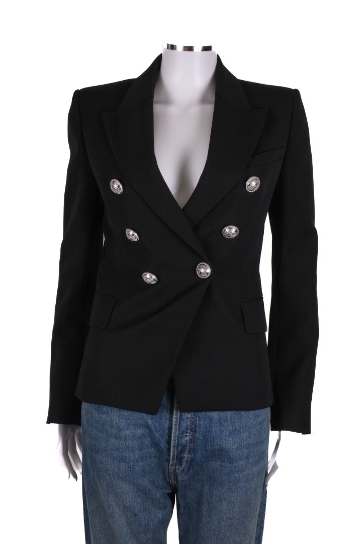 Balmain Silver Button Blazer Black 8