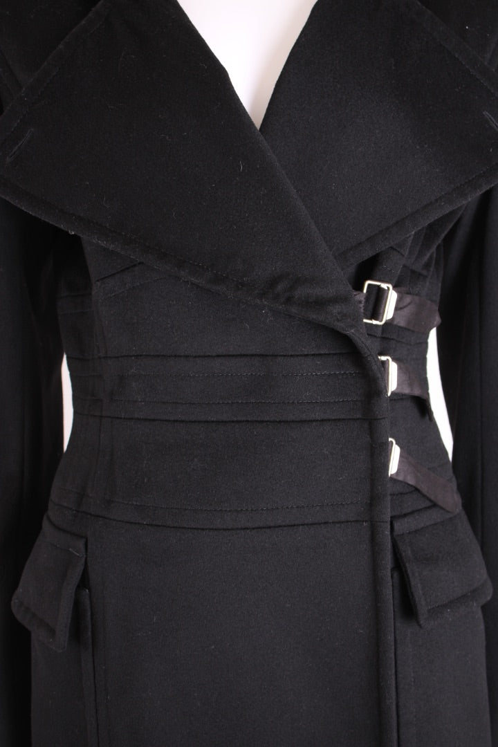 YvesSaintLaurent Wool Military Wool Coat Black FR40