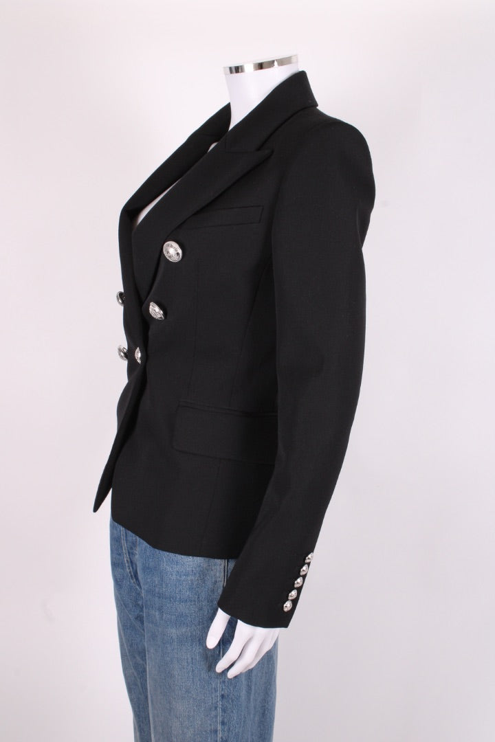 Balmain Silver Button Blazer Black 8