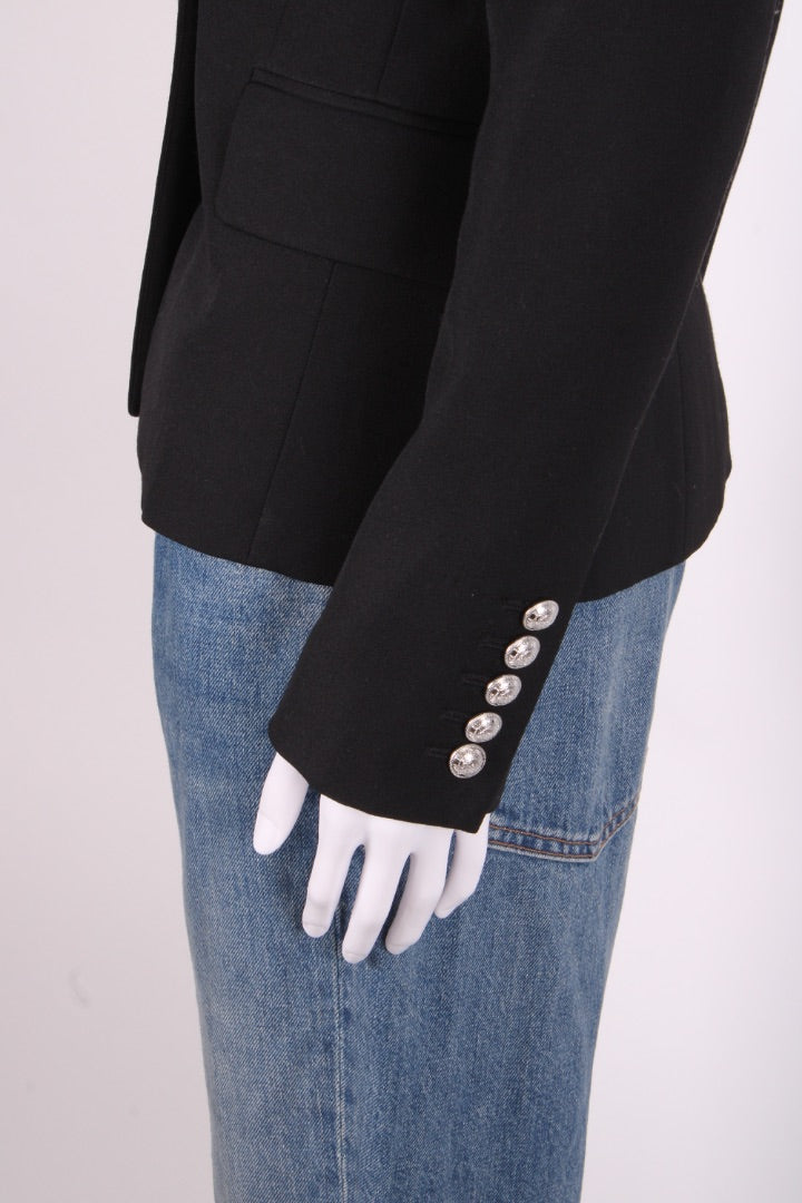 Balmain Silver Button Blazer Black 8