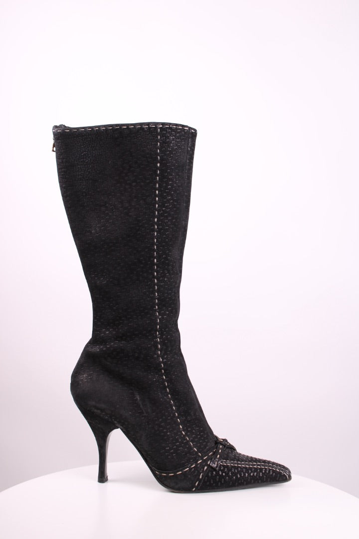 Prada 3/4 Bow Boots Black 39