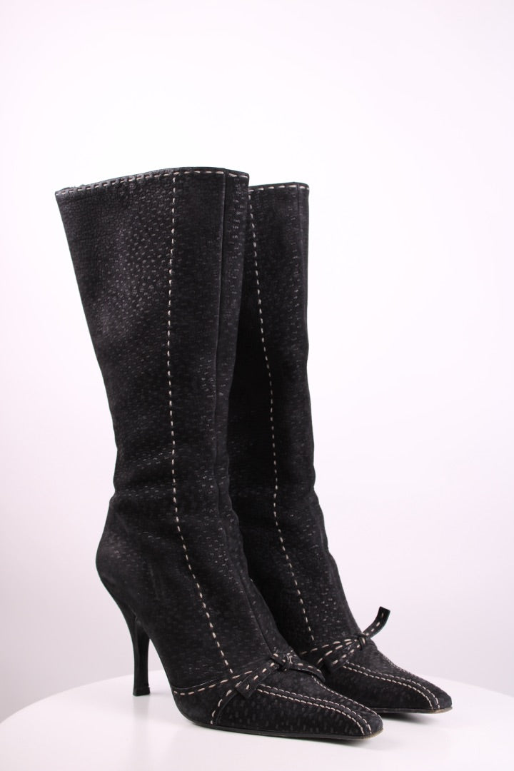 Prada 3/4 Bow Boots Black 39