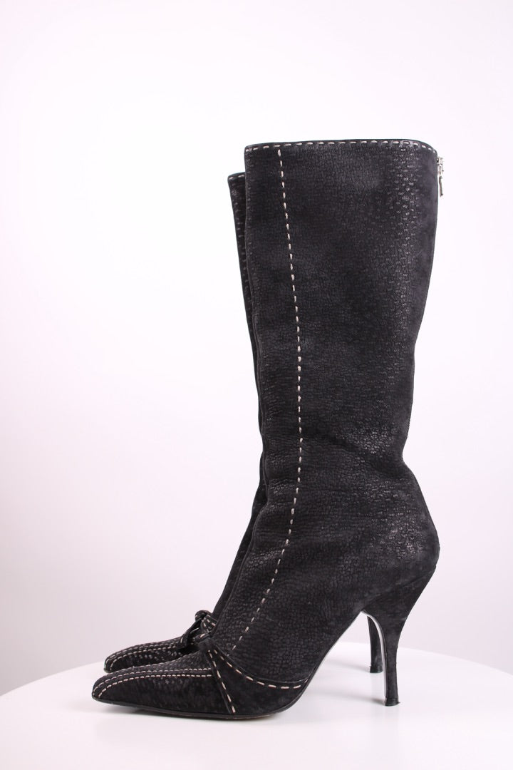 Prada 3/4 Bow Boots Black 39