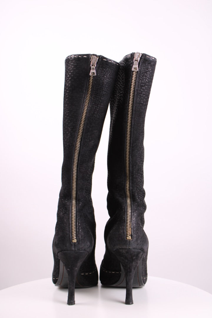 Prada 3/4 Bow Boots Black 39