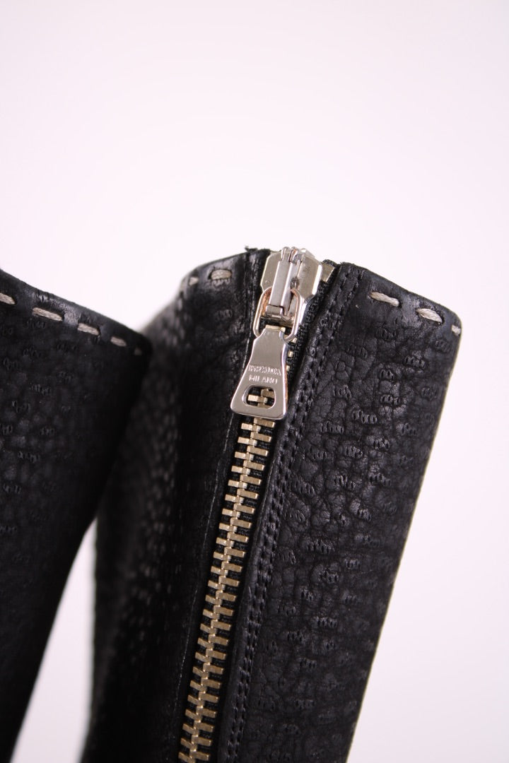 Prada 3/4 Bow Boots Black 39