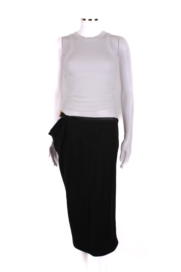 Versace Medusa Cut Out Draped Skirt Black 10