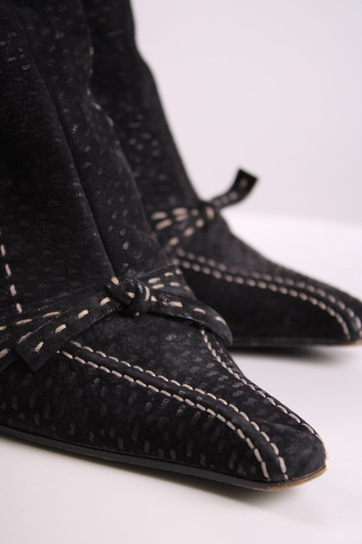 Prada 3/4 Bow Boots Black 39