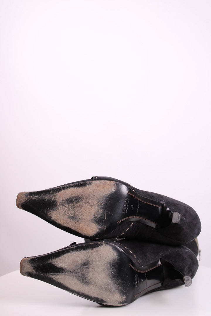 Prada 3/4 Bow Boots Black 39