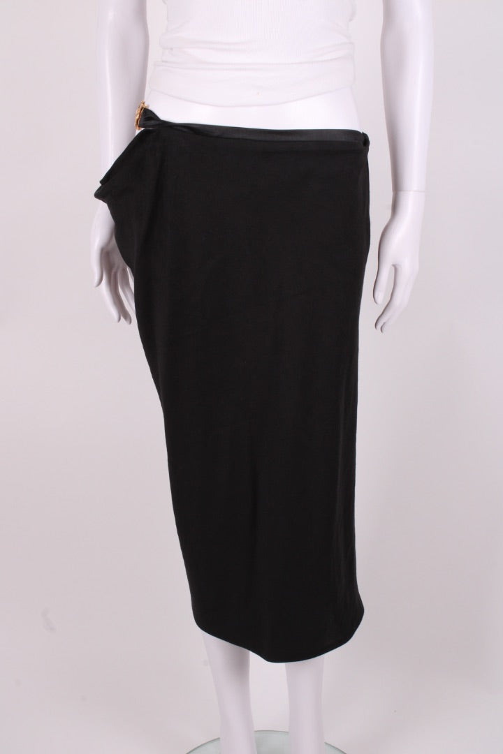 Versace Medusa Cut Out Draped Skirt Black 10