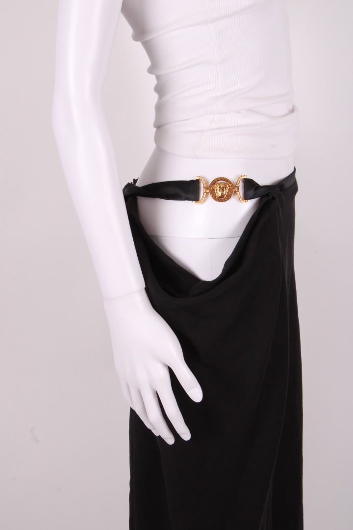 Versace Medusa Cut Out Draped Skirt Black 10