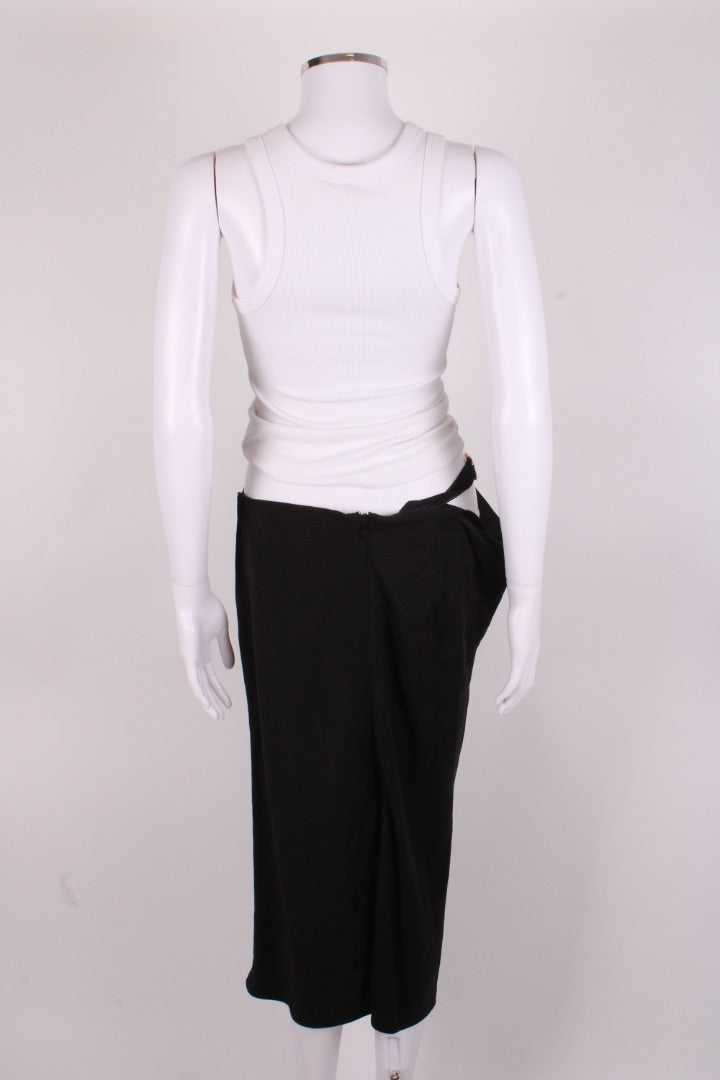 Versace Medusa Cut Out Draped Skirt Black 10