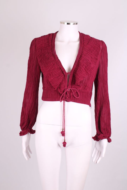 Zimmermann L/S Puff Sleve Blouse Burgundy M