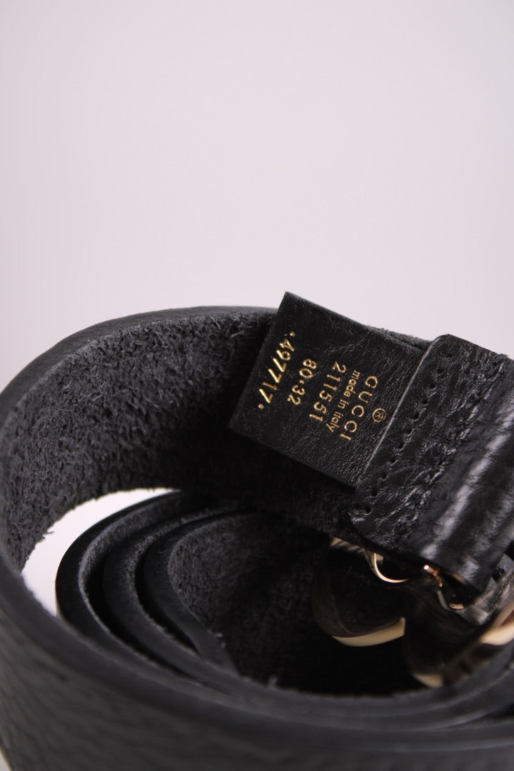 Gucci Heart Buckle Belt Gold/ Black 80.32