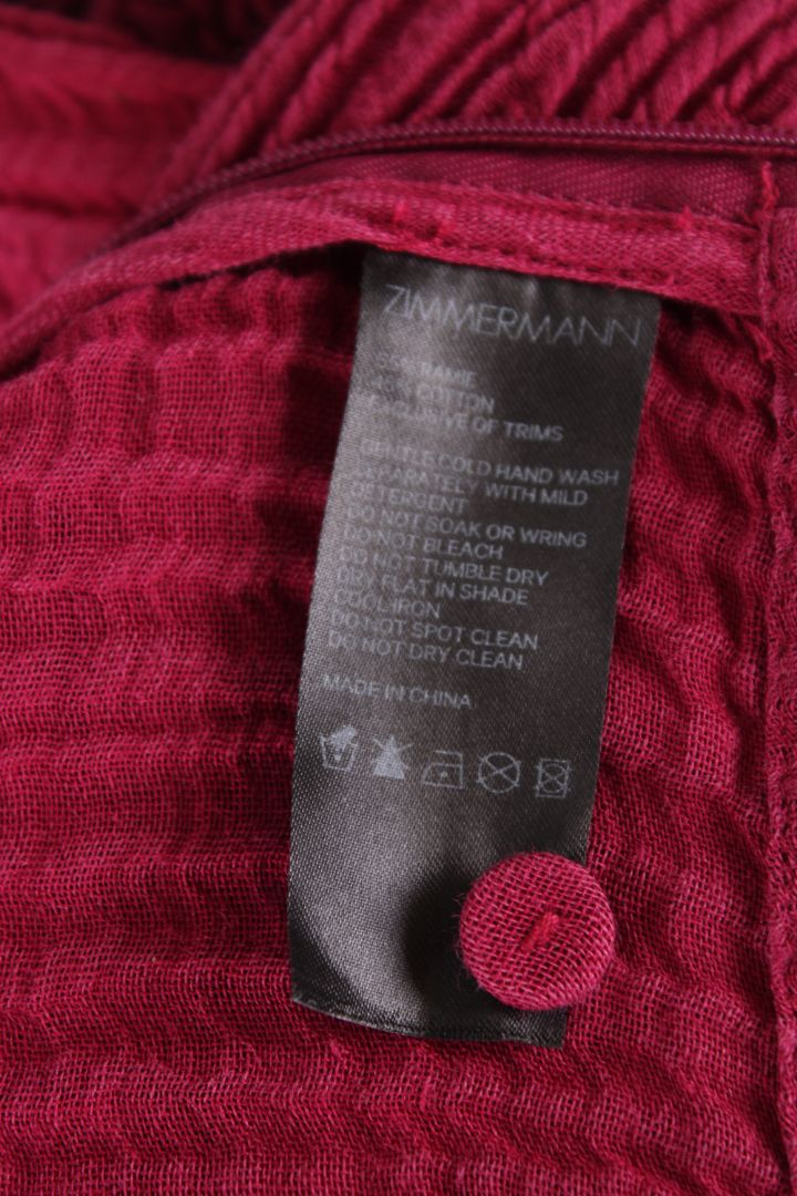 Zimmermann L/S Puff Sleve Blouse Burgundy M