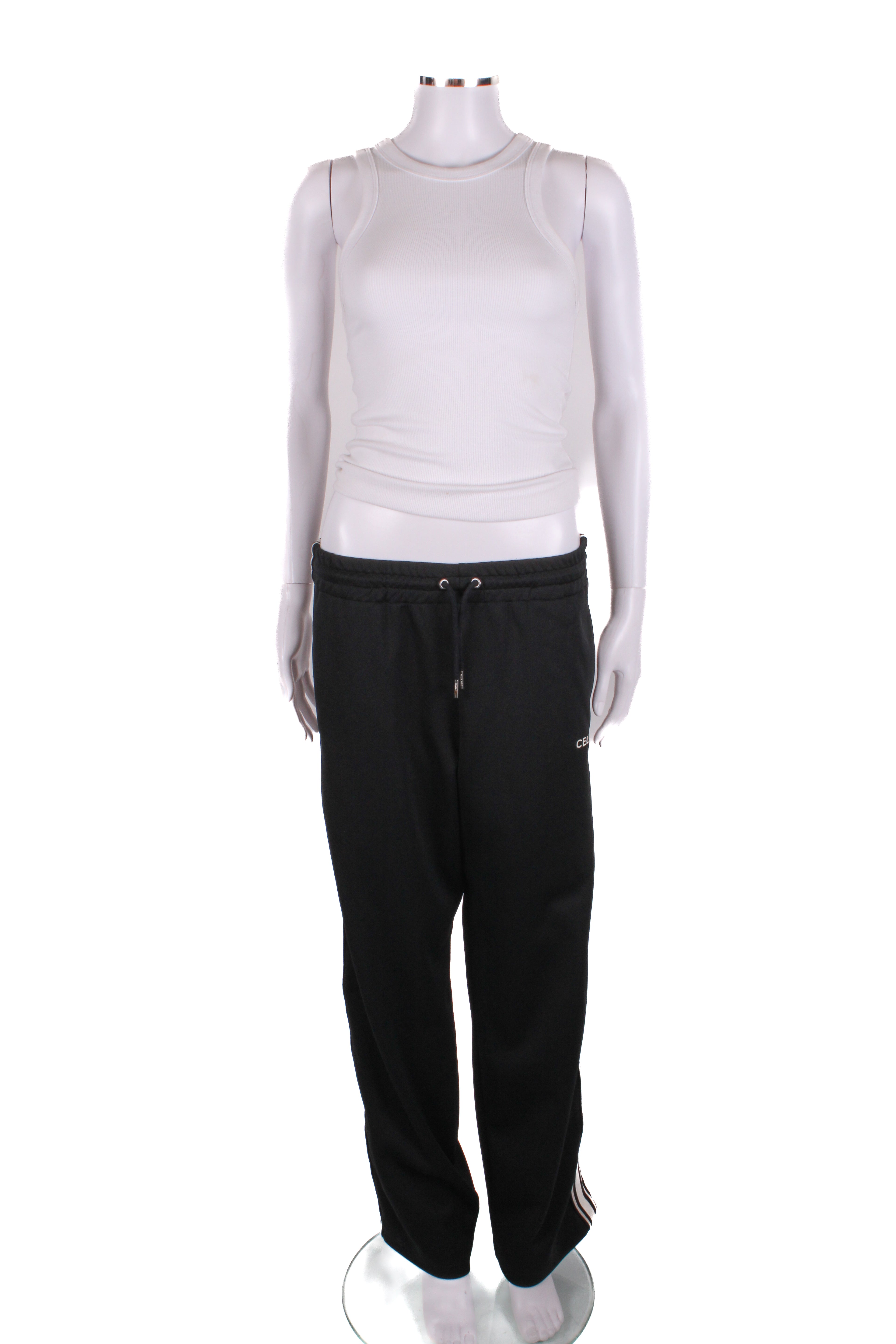 Celine Stripe Side Logo Joggers Black/ White XS