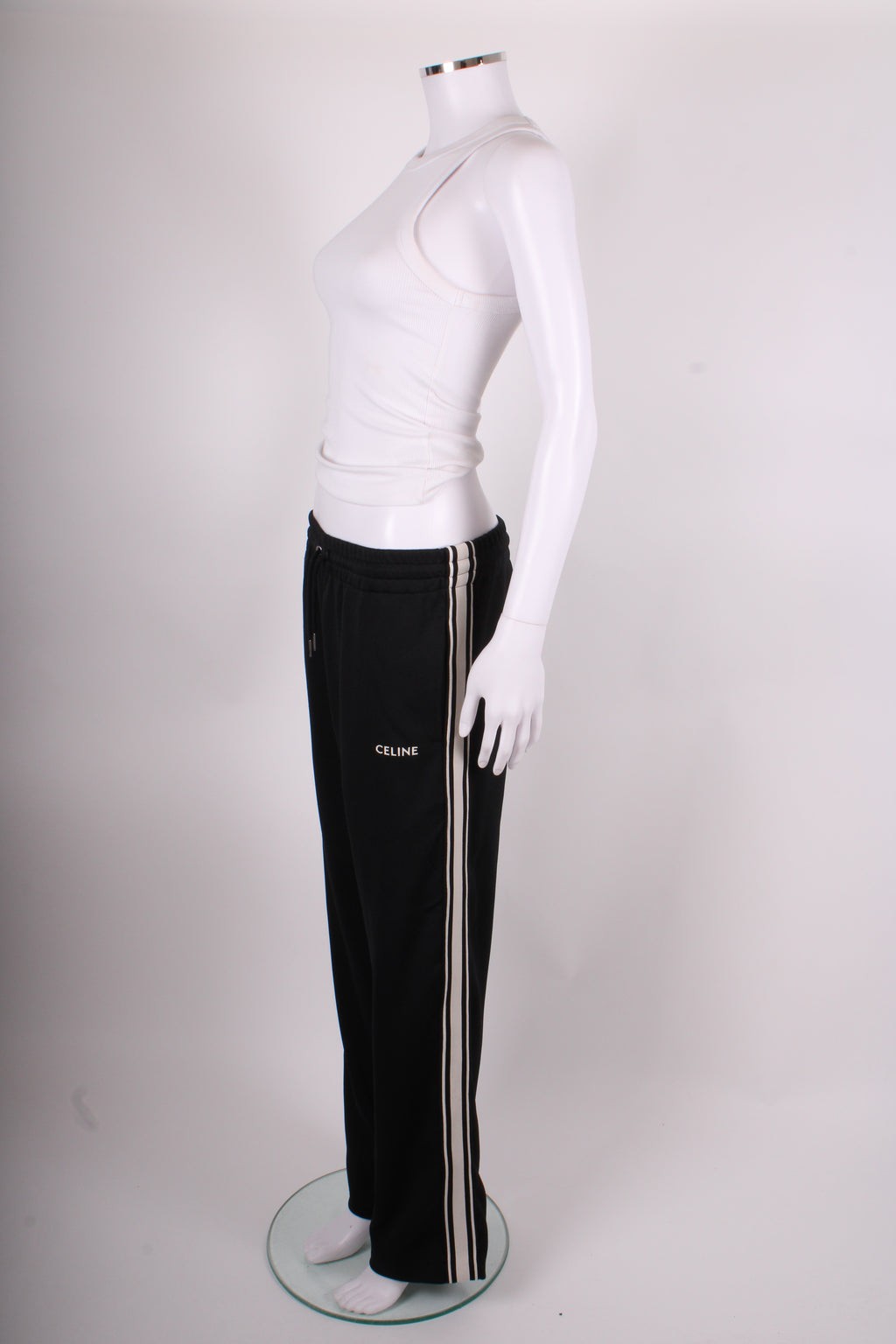 Celine Stripe Side Logo Joggers Black/ White XS