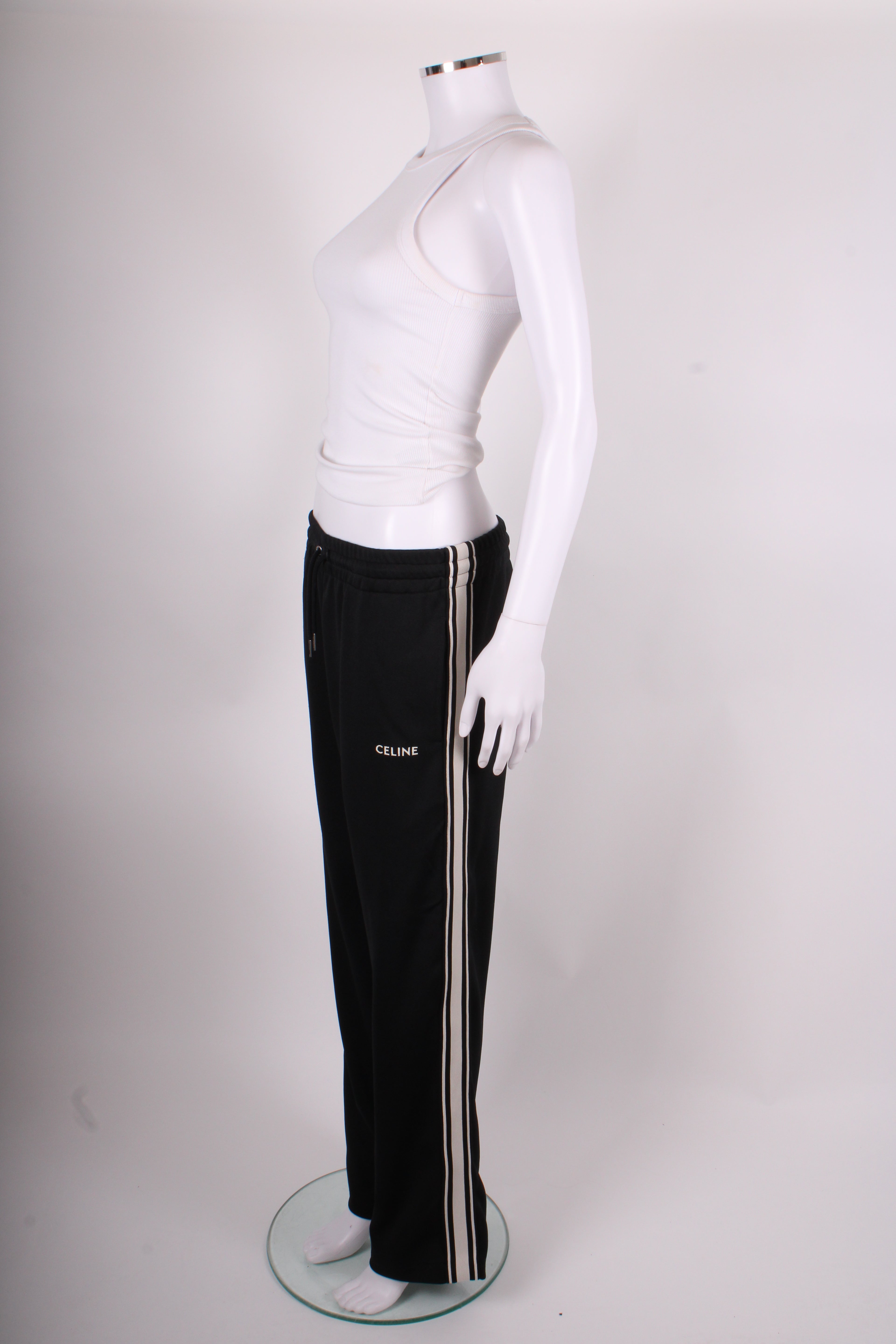 Celine Stripe Side Logo Joggers Black/ White XS