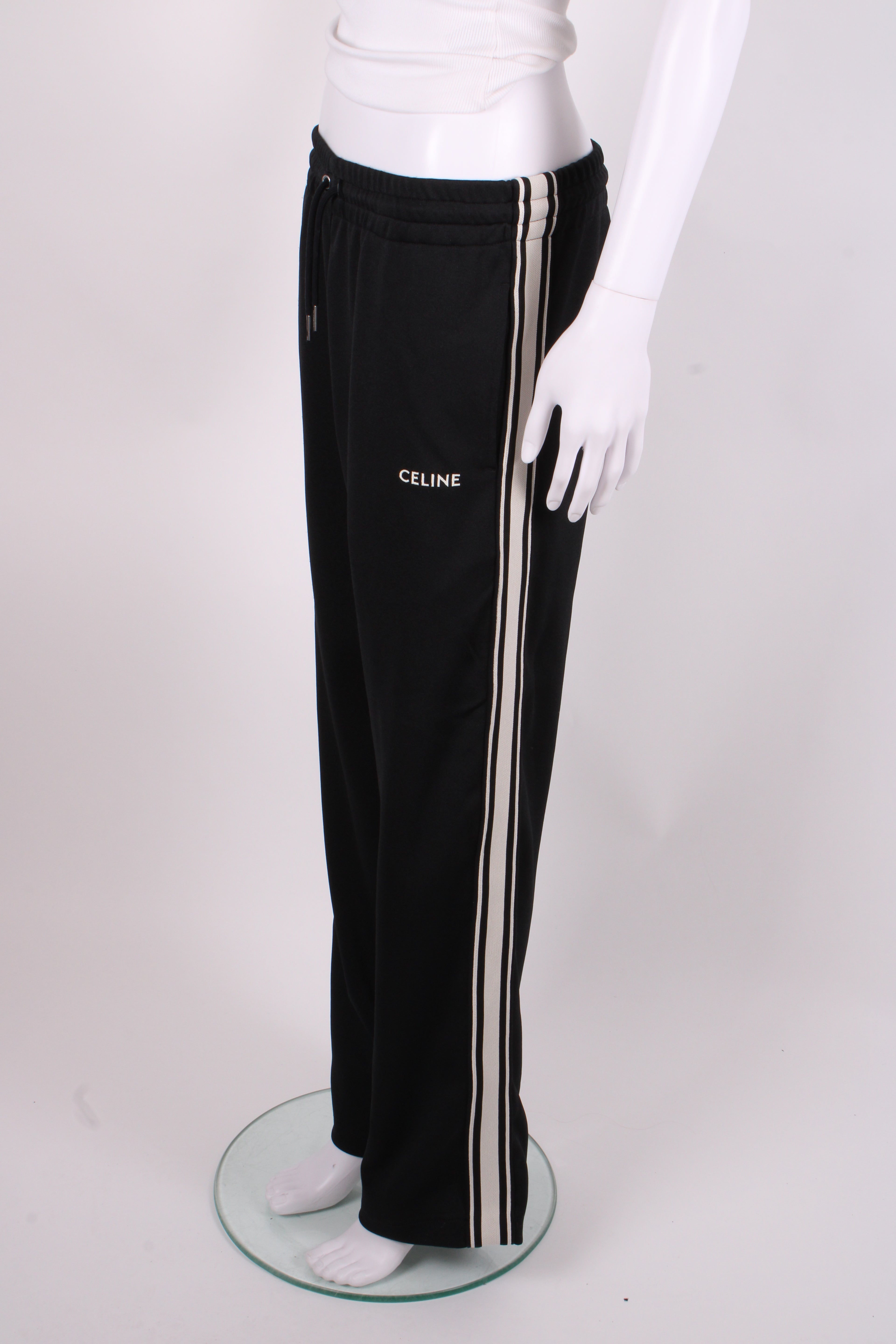 Celine Stripe Side Logo Joggers Black/ White XS