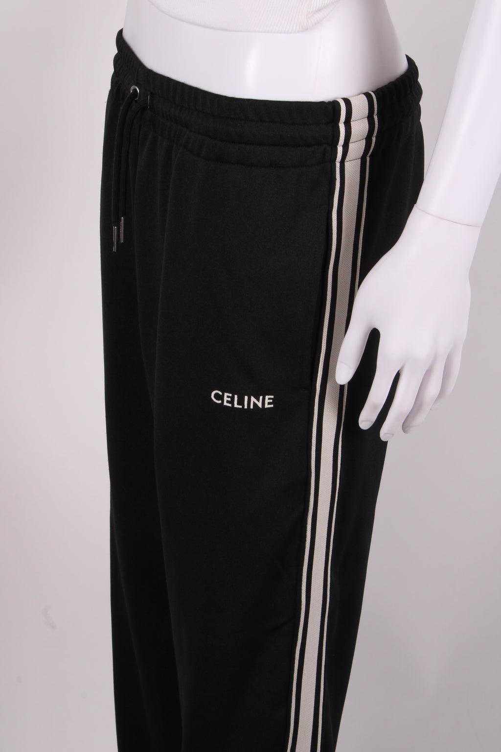Celine Stripe Side Logo Joggers Black/ White XS