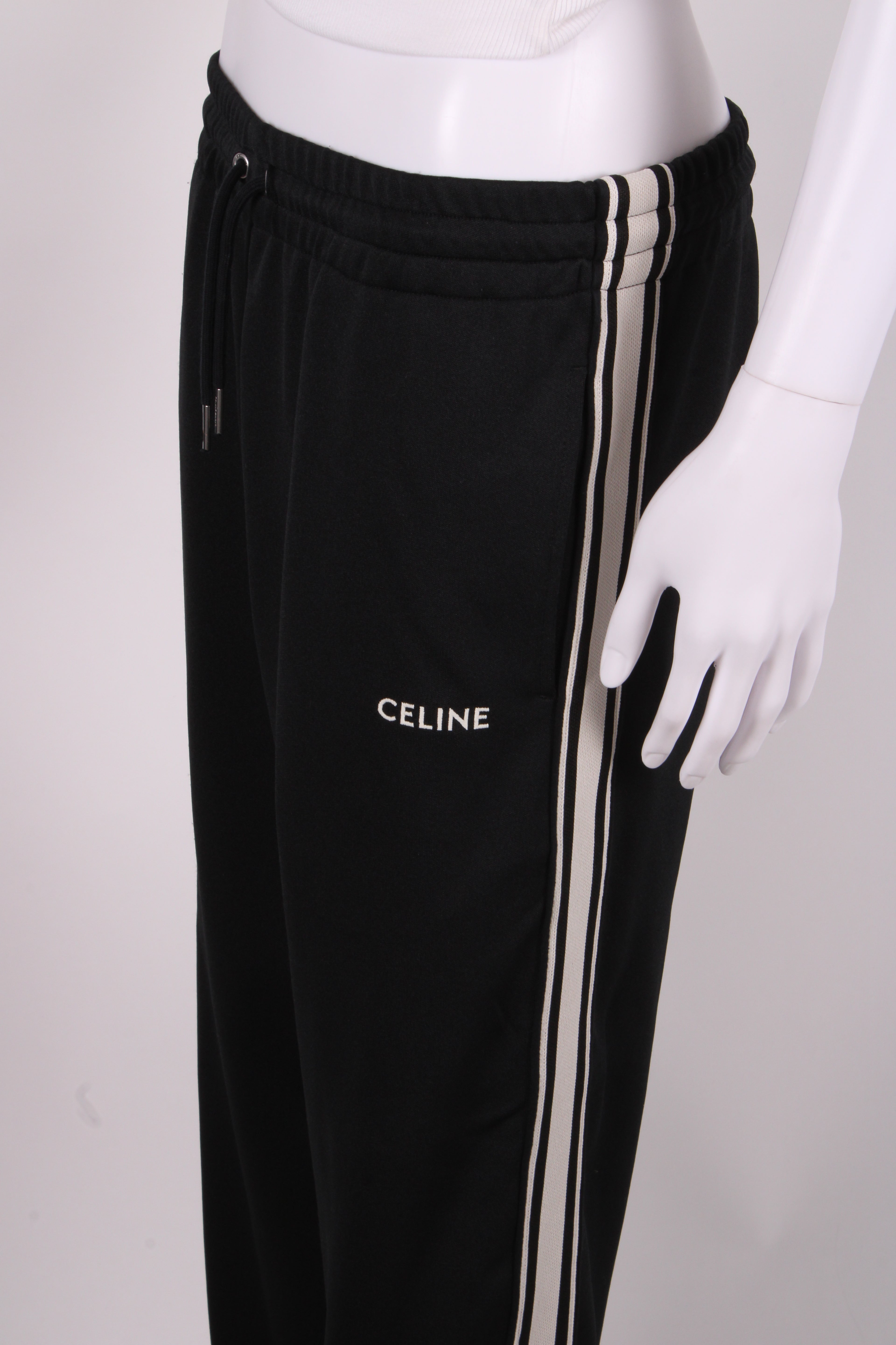 Celine Stripe Side Logo Joggers Black/ White XS
