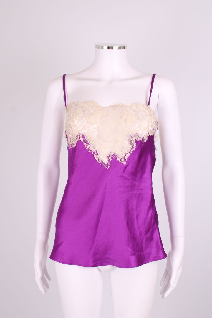 Dolce & Gabbana Lace Trim Camisole Purple/ Cream M