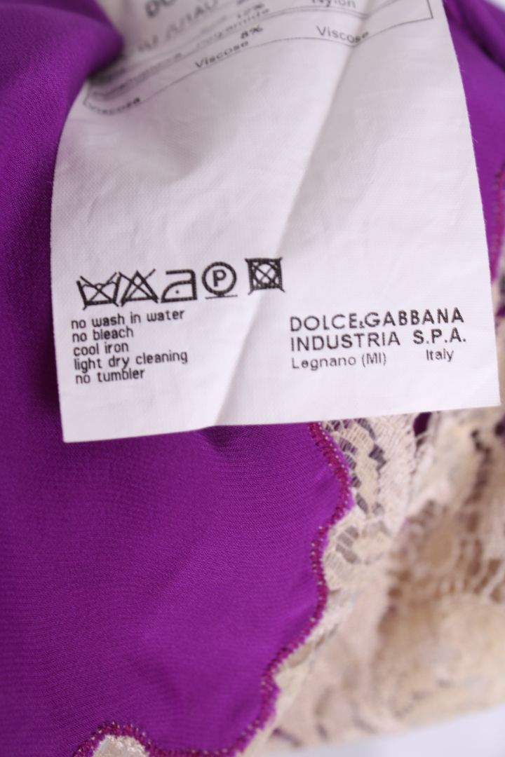 Dolce & Gabbana Lace Trim Camisole Purple/ Cream M