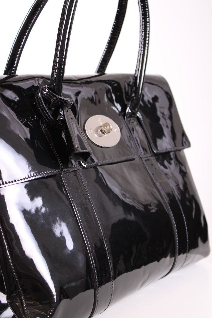 Mulberry Patent Bayswater Bag Black