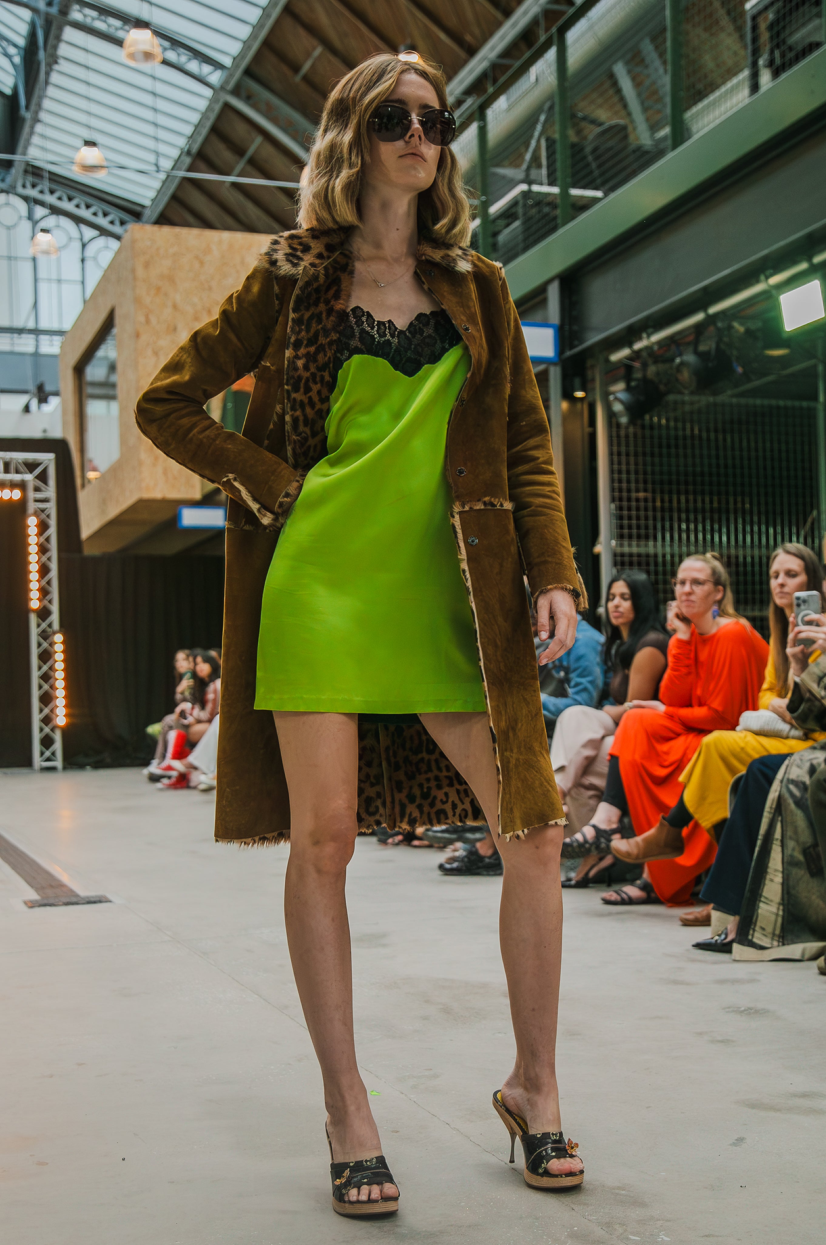 Versace Chain Strap Slip Dress Green/ Navy 12