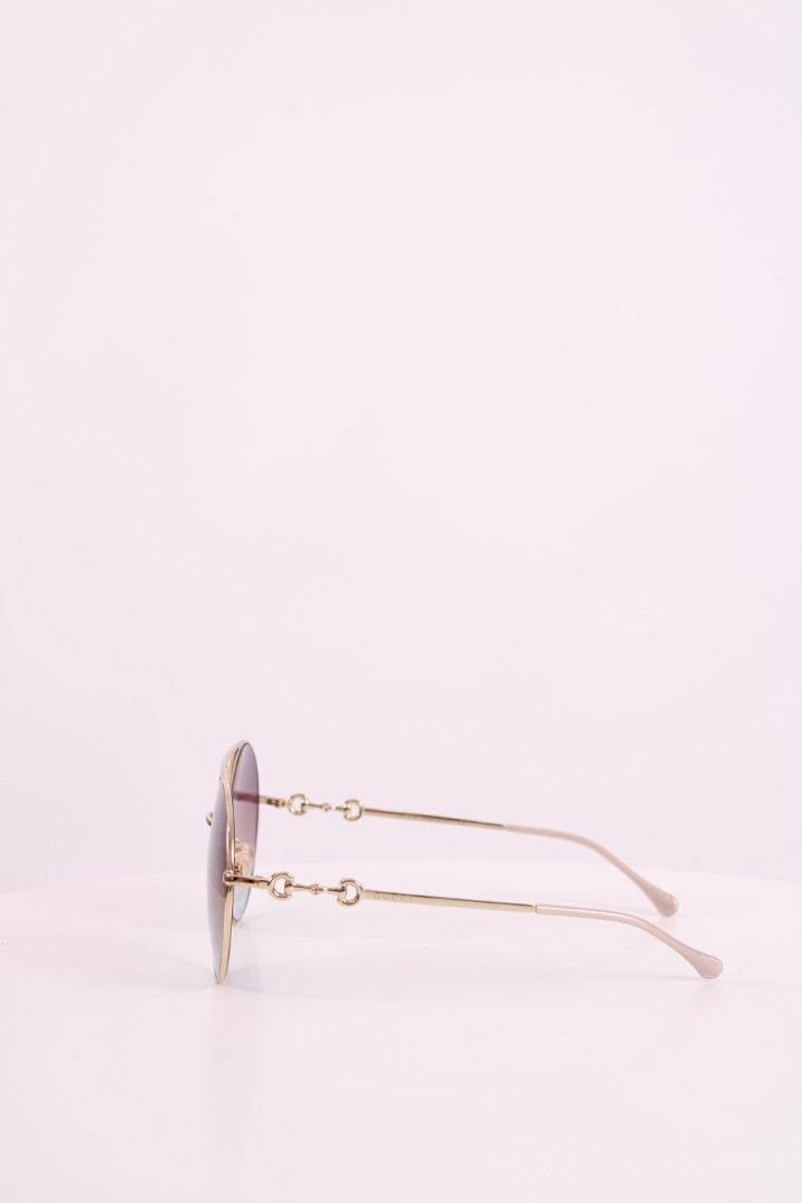 Gucci Round Horsebit Side Sunglasses Blue Tint/ Champagne