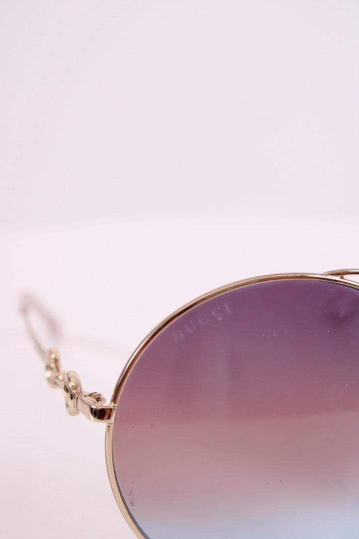 Gucci Round Horsebit Side Sunglasses Blue Tint/ Champagne