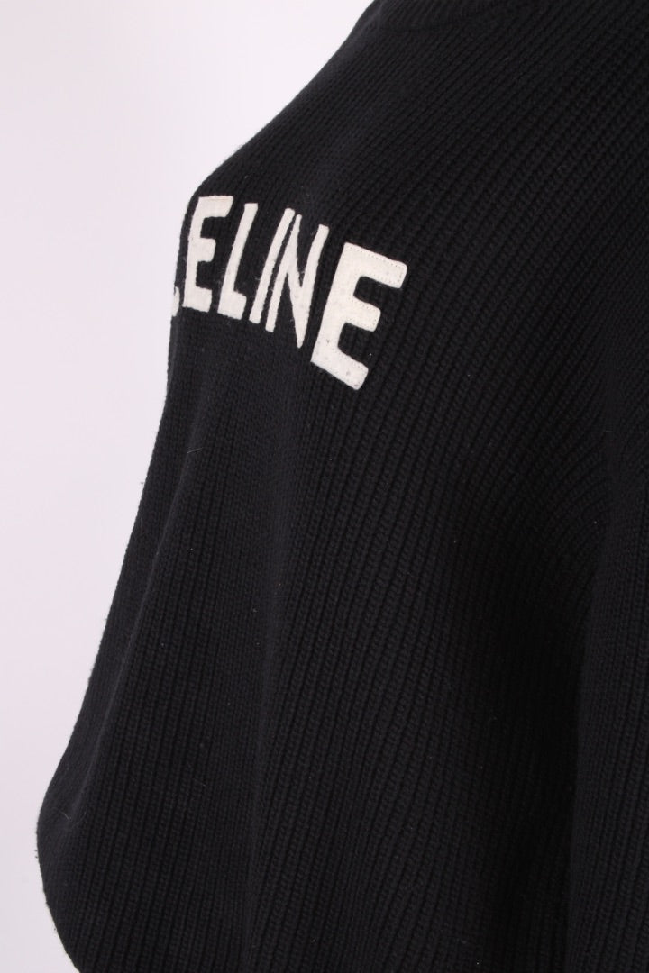 Celine L/S Ribbed Knit Logo Jumper Black M